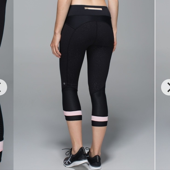 Lululemon Sweaty or Not Crop 21" Full-On Luxtreme Watermark Black Pink Leopard 4 - Picture 2 of 16